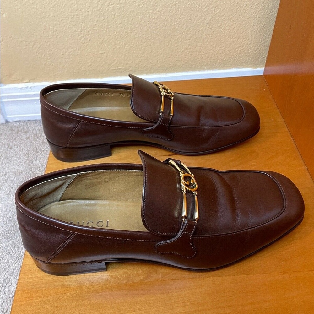 Gucci mens interlocking G brown loafers flats Sz 7.5 US 8 style 598348 - Picture 5 of 10